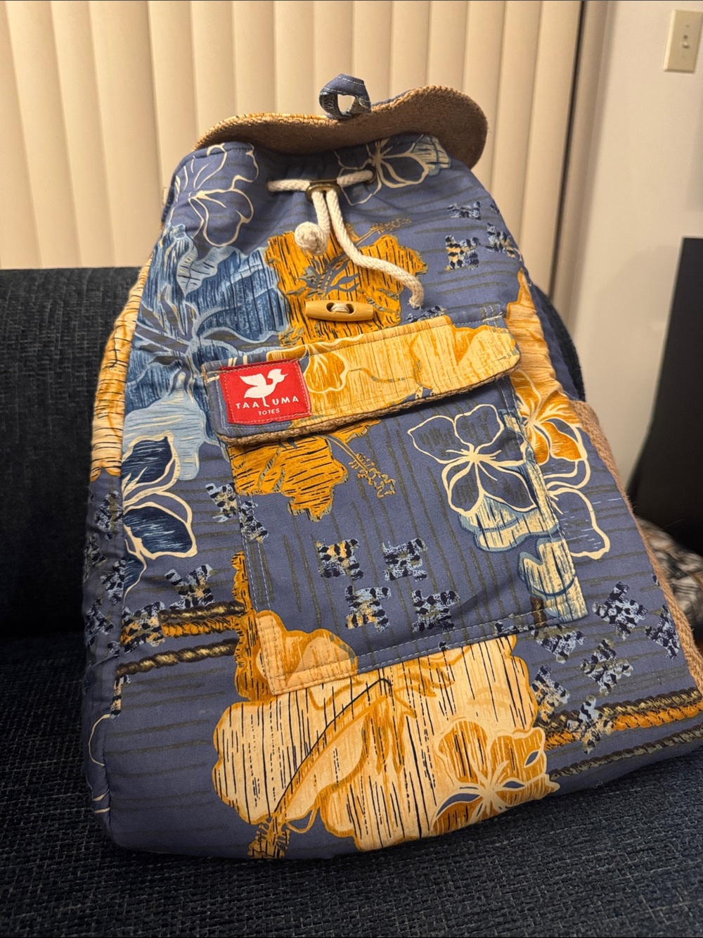 Blue & Mustard Floral Backpack